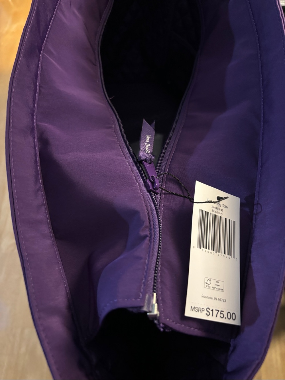 Quilted Purple Tote Bag - Spacious Everyday Shoulder Bag - Picture 4 of 4